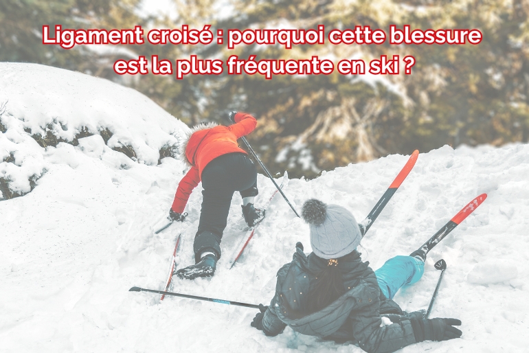 skieurs tombés dans la neige avec rupture du ligament croisé